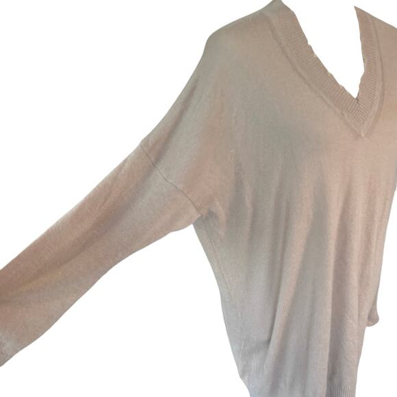 Prive 45 Cashmere? V Neck Sweater Large Tan Thrashed Designer Luxury Grunge Cozy - Picture 13 of 16